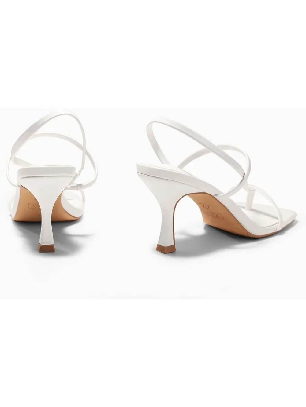 Women's White Strappy Kitten Heels Sandals Square Open Toe Flip Flops Shoes